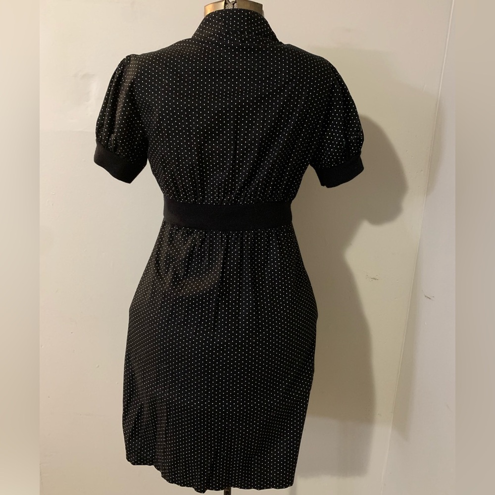 Y2K BeBop Black and White Polka Dot Midi Dress - Picture 2 of 6